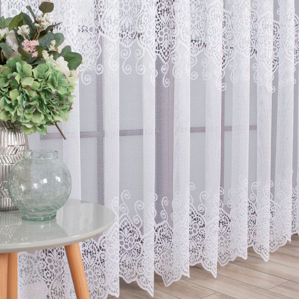Firanka żakardowa 018495 - wysokość 250 cm - biały