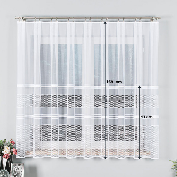 Firanka żakardowa 018601 - wysokość 170 cm - biały