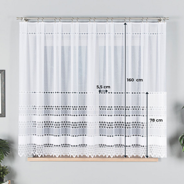 Firanka żakardowa 018669 - wysokość 160 cm - biały
