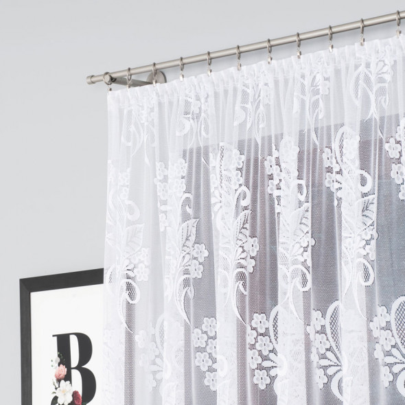 Firanka żakardowa 019237 - wysokość 250 cm - biały
