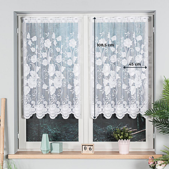 Firanka żakardowa 023006 - wysokość 110 cm - biały