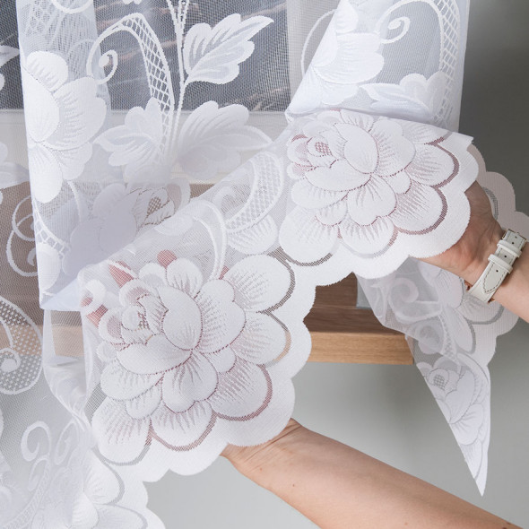 Firanka żakardowa 023006 - wysokość 140 cm - biały