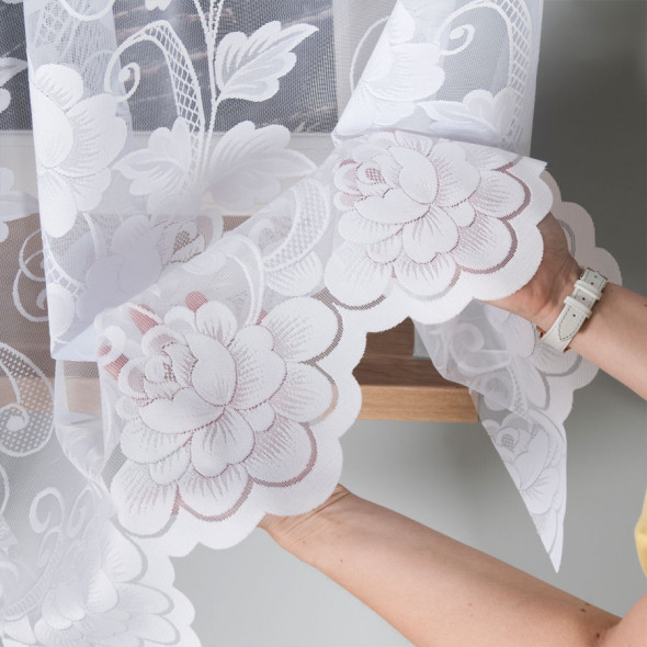 Firanka żakardowa 023006 - wysokość 180 cm - biały