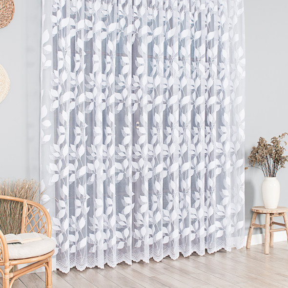 Firanka żakardowa 023083 - wysokość 210 cm - biały