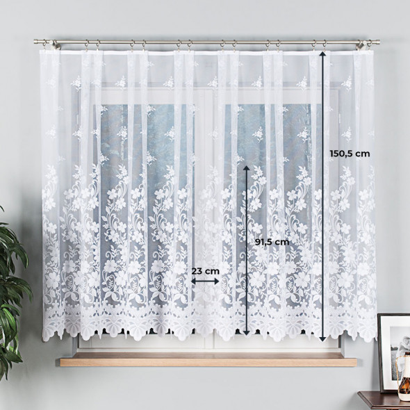 Firanka żakardowa 023092 - wysokość 150 cm - biały