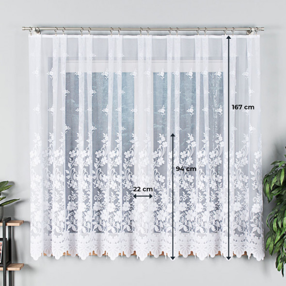 Firanka żakardowa 023092 - wysokość 160 cm - biały