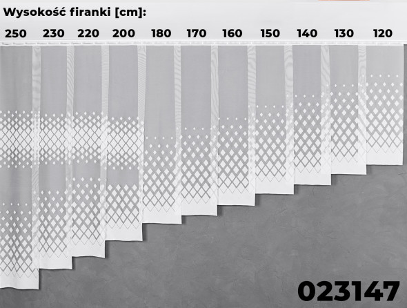 Firanka żakardowa 023147 - wysokość 120 cm - biały