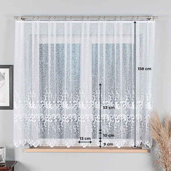 Firanka żakardowa 049310 - wysokość 160 cm - biały