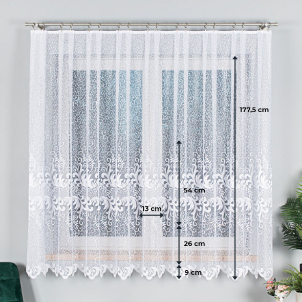 Firanka żakardowa 049310 - wysokość 180 cm - biały