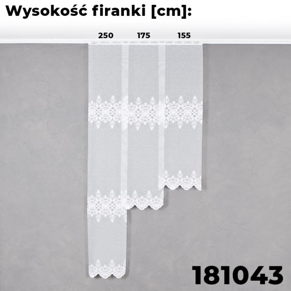 Firanka żakardowa 181043 - wysokość 250 cm - biały