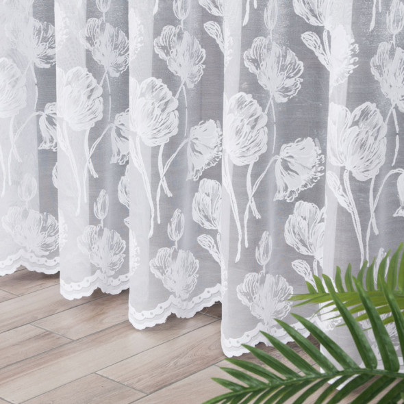 Firanka żakardowa z błyskiem 092918 - wysokość 250 cm - biały