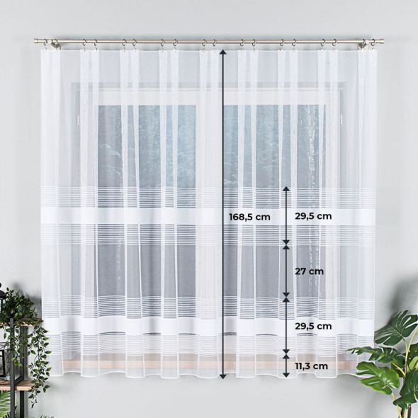 Firanka żakardowa z ołowianką 000279 - wysokość 170 cm - biały