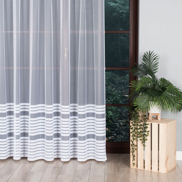 Firanka żakardowa z ołowianką 000281 - wysokość 300 cm - biały