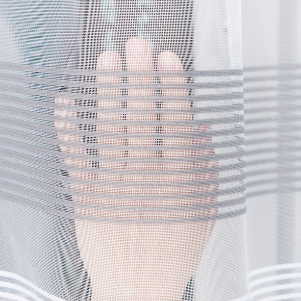 Firanka żakardowa z ołowianką 000282 - wysokość 130 cm - biały/szara