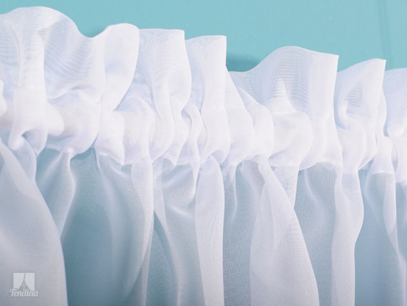 Komplet kuchenny szyty z woalu REBEKA - 70x320 cm + (50x150 cm)*2 - biały/zielony