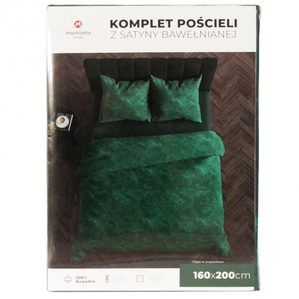 Komplet pościeli z satyny bawełnianej MARMA - 220x200 cm - zielony