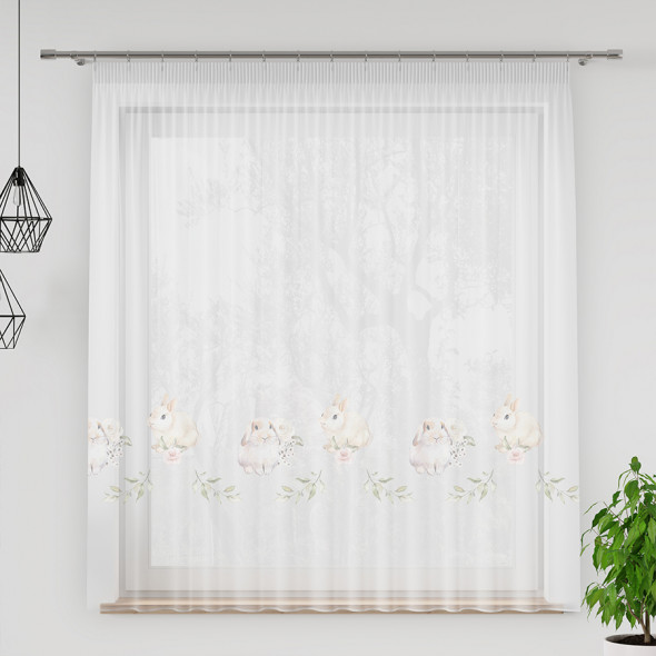 KRÓLIKI Firanka z ołowianką WOAL PREMIUM, 160cm, kolor 001