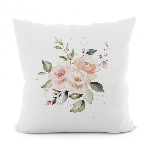 Poszewka dekoracyjna LANOSA VELVET - 40x40 cm - ecru/odcienie różu i zieleni