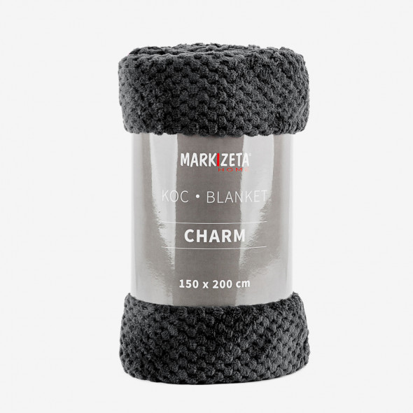 Miękki koc CHARM - 220x200 cm - antracyt