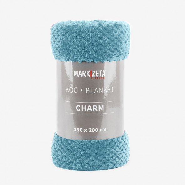 Miękki koc CHARM - 220x200 cm - kolor jasny niebieski błękitny