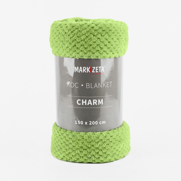 Miękki koc CHARM - 220x200 cm - limonkowy