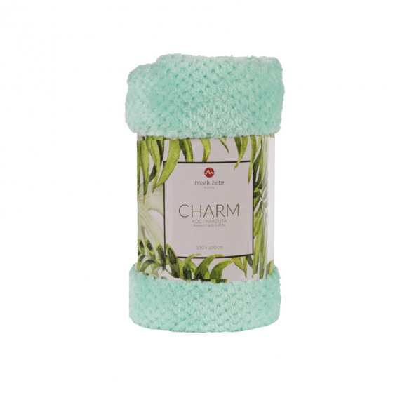 Miękki koc CHARM - 220x200 cm - neonowy miętowy