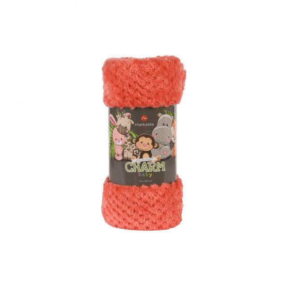 Miękki koc CHARM - 75x100 cm - pomarańczowy koralowy