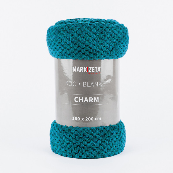 Miękki koc CHARM T - 150x200 cm - turkusowy