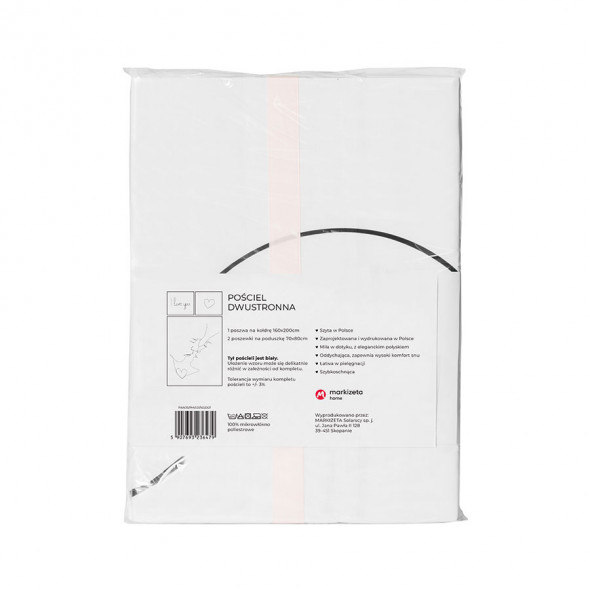 Pościel z mikrowłókna KISS - 160x200 cm - biały/czarny