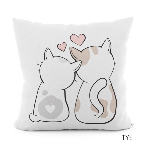 Poszewka dekoracyjna KOCIAKI VELVET - 40x40 cm - odcienie beżu i szarości