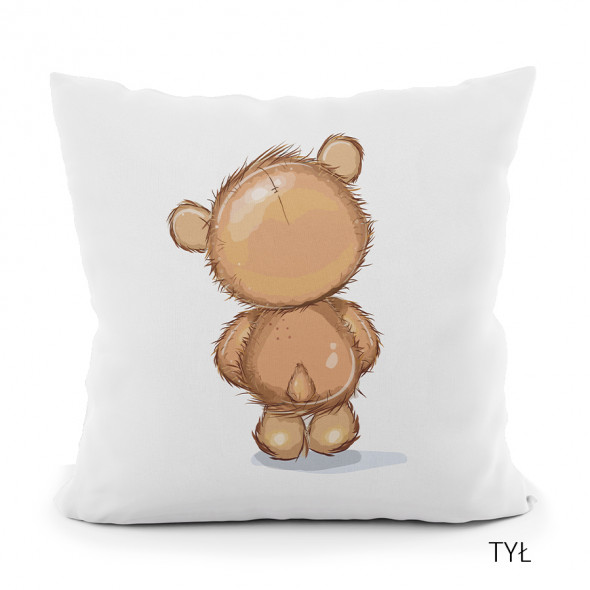 Poszewka dekoracyjna MISIEK VELVET - 40x40 cm - biały/brązowy