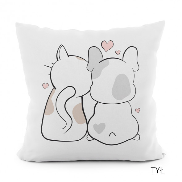 Poszewka dekoracyjna PRZYJACIELE VELVET - 40x40 cm - odcienie beżu i szarości