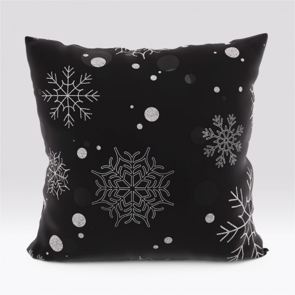 Poszewka dekoracyjna VELVET - 40x40 cm - czarny/srebrny