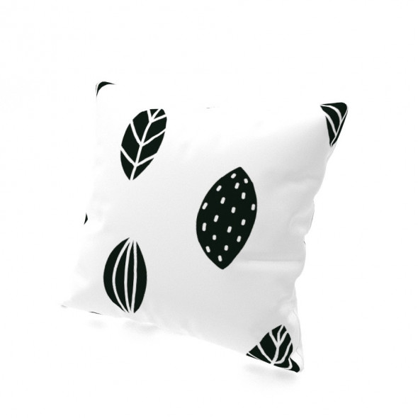 Poszewka FOGLIA - 40x40 cm - biała/czarna