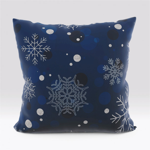 Poszewka dekoracyjna SNOWFLAKE VELVET- 40x40 cm - granatowy