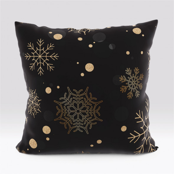 Poszewka dekoracyjna SNOWFLAKE VELVET - 40x40 cm - czarny/złoty