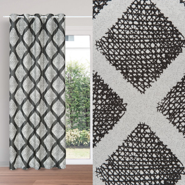 Tkanina dekoracyjna 083338-006 - szerokość 150 cm - szara/czarna