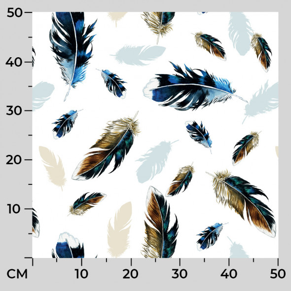 Tkanina dekoracyjna FIERRO OXFORD - szerokość 140 cm - brudny biały/odcienie brązu i granatu