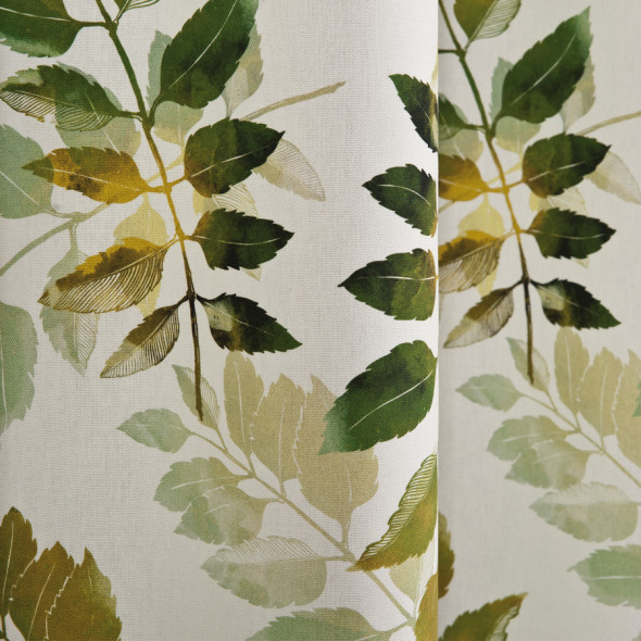 Tkanina dekoracyjna w listki 011185- szerokość 140 cm - biała/zielona