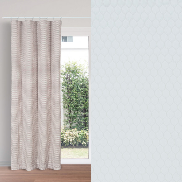 Tkanina dekoracyjna w łuski 050186-001 - szerokość 150 cm - ecru