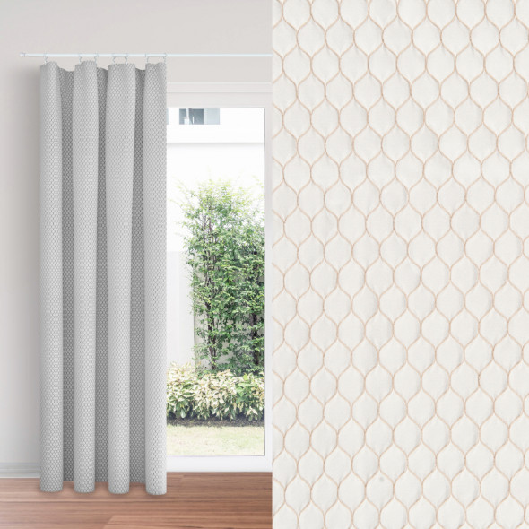 Tkanina dekoracyjna w łuski 050186-008 - szerokość 150 cm - kremowy