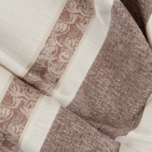 Tkanina dekoracyjna w ozdobne pasy 089625-002 - wysokość 300 cm - ecru-brąz