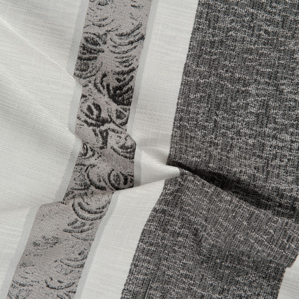 Tkanina dekoracyjna w ozdobne pasy 089625-005 - wysokość 300 cm - ecru/szara