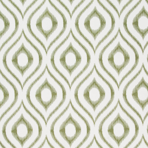 Tkanina dekoracyjna WAVES-001 - szerokość 140 cm - ecru/zielony