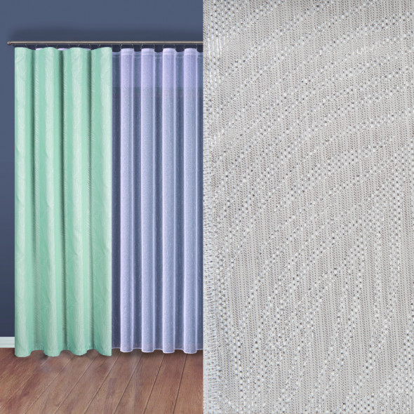 Tkanina dekoracyjna ze srebrną nitką 076255-004 - wysokość 300 cm - popielata/srebrna