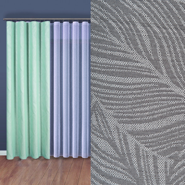 Tkanina dekoracyjna ze srebrną nitką 076255-008 - wysokość 300 cm - szara/srebrna