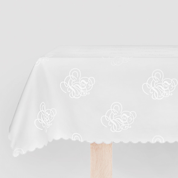 Tkanina obrusowa TOZAKA/257 - szerokość 185 cm - biała