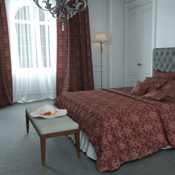 Tkanina wzorzysta AGALLA-005 - wysokość 290 cm - bordowa