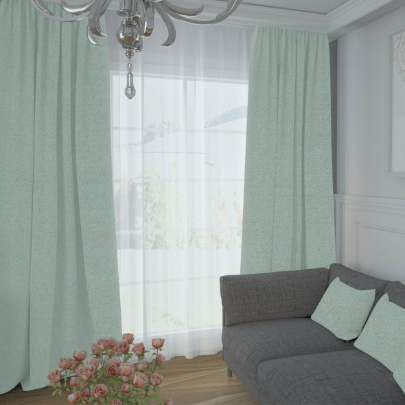 Tkanina zasłonowa 090286-006 - wysokość 290 cm - miętowa