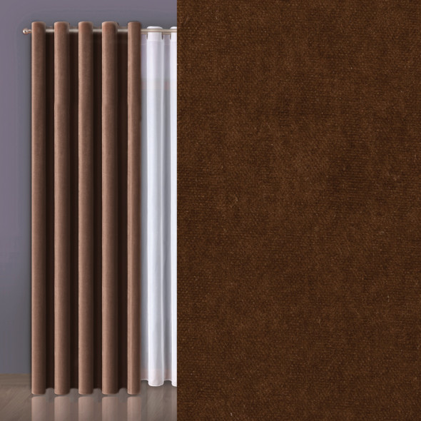 Tkanina zasłonowa MILAS-012 - wysokość 280 cm - bardzo ciemny brąz